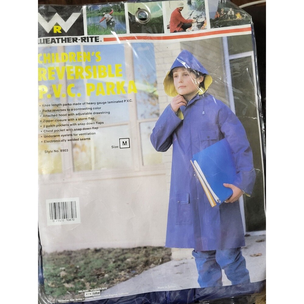 (#3) Childrens Reversible P.V.C. PARKA BLUE SIZE KID'S MEDIUM